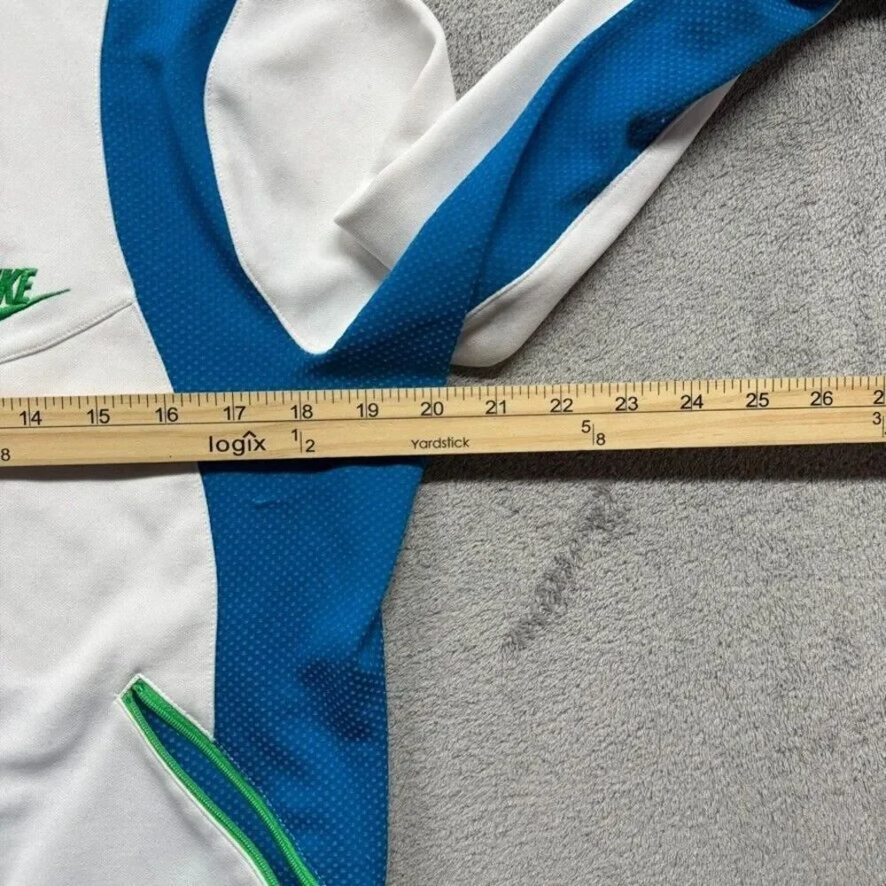 Vintage‎ Nike Full Zip Track Jacket Womens XL White Blue Swoosh Embroidered Gym